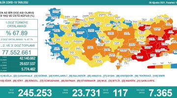 9 Ağustos 2021 Türkiye Koronavirüs Tablosu Açıkladı